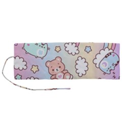 Pusheen Carebears Bears Cat Colorful Cute Pastel Pattern Roll Up Canvas Pencil Holder (M) from ArtsNow.com