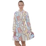 Pusheen Carebears Bears Cat Colorful Cute Pastel Pattern All Frills Chiffon Dress