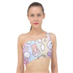 Pusheen Carebears Bears Cat Colorful Cute Pastel Pattern Spliced Up Bikini Top 