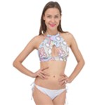 Pusheen Carebears Bears Cat Colorful Cute Pastel Pattern Cross Front Halter Bikini Top