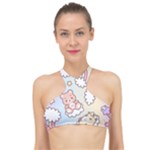 Pusheen Carebears Bears Cat Colorful Cute Pastel Pattern High Neck Bikini Top