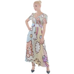 Button Up Short Sleeve Maxi Dress 