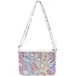 Pusheen Carebears Bears Cat Colorful Cute Pastel Pattern Double Gusset Crossbody Bag