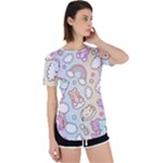 Pusheen Carebears Bears Cat Colorful Cute Pastel Pattern Perpetual Short Sleeve T-Shirt