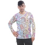 Pusheen Carebears Bears Cat Colorful Cute Pastel Pattern Men s Pique Long Sleeve Tee