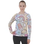 Pusheen Carebears Bears Cat Colorful Cute Pastel Pattern Women s Pique Long Sleeve Tee