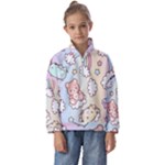 Pusheen Carebears Bears Cat Colorful Cute Pastel Pattern Kids  Half Zip Hoodie