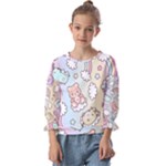 Pusheen Carebears Bears Cat Colorful Cute Pastel Pattern Kids  Cuff Sleeve Top