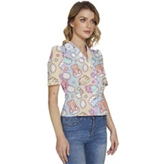 Puffed Short Sleeve Button Up Jacket 