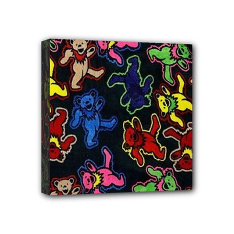 Bears Colors Dead Head Deadhead Grateful Dead Mini Canvas 4  x 4  (Stretched) from ArtsNow.com