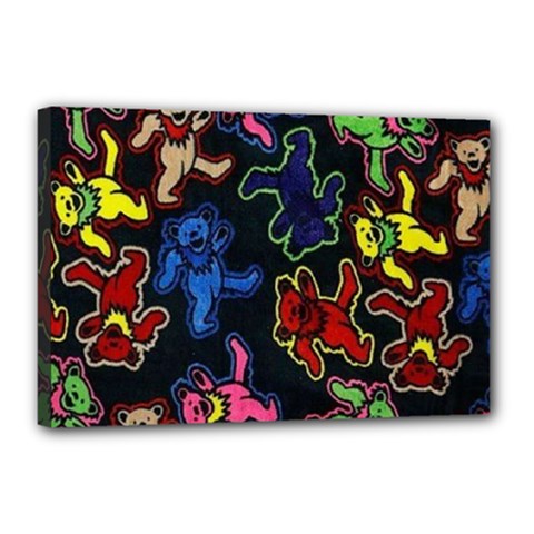 Bears Colors Dead Head Deadhead Grateful Dead Canvas 18  x 12  (Stretched) from ArtsNow.com