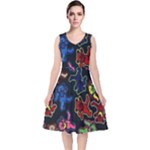 Bears Colors Dead Head Deadhead Grateful Dead V-Neck Midi Sleeveless Dress 