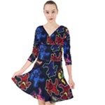 Bears Colors Dead Head Deadhead Grateful Dead Quarter Sleeve Front Wrap Dress