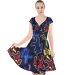 Bears Colors Dead Head Deadhead Grateful Dead Cap Sleeve Front Wrap Midi Dress