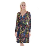 Bears Colors Dead Head Deadhead Grateful Dead Long Sleeve Velvet Front Wrap Dress