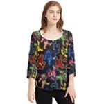 Bears Colors Dead Head Deadhead Grateful Dead Chiffon Quarter Sleeve Blouse