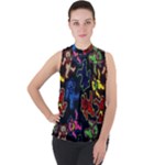 Bears Colors Dead Head Deadhead Grateful Dead Mock Neck Chiffon Sleeveless Top