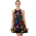 Bears Colors Dead Head Deadhead Grateful Dead Halter Tie Back Chiffon Dress