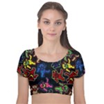 Bears Colors Dead Head Deadhead Grateful Dead Velvet Short Sleeve Crop Top 