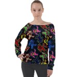 Bears Colors Dead Head Deadhead Grateful Dead Off Shoulder Long Sleeve Velour Top