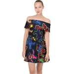 Bears Colors Dead Head Deadhead Grateful Dead Off Shoulder Chiffon Dress