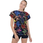 Bears Colors Dead Head Deadhead Grateful Dead Ruffle Collar Chiffon Blouse