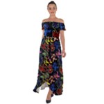 Bears Colors Dead Head Deadhead Grateful Dead Off Shoulder Open Front Chiffon Dress