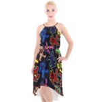 Bears Colors Dead Head Deadhead Grateful Dead High-Low Halter Chiffon Dress 