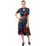 Bears Colors Dead Head Deadhead Grateful Dead Keyhole Neckline Chiffon Dress