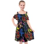 Bears Colors Dead Head Deadhead Grateful Dead Kids  Cut Out Shoulders Chiffon Dress