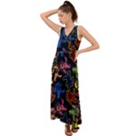 Bears Colors Dead Head Deadhead Grateful Dead V-Neck Chiffon Maxi Dress