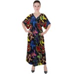 Bears Colors Dead Head Deadhead Grateful Dead V-Neck Boho Style Maxi Dress