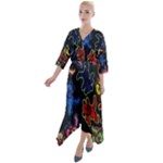 Bears Colors Dead Head Deadhead Grateful Dead Quarter Sleeve Wrap Front Maxi Dress