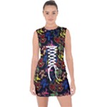 Bears Colors Dead Head Deadhead Grateful Dead Lace Up Front Bodycon Dress