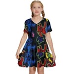 Bears Colors Dead Head Deadhead Grateful Dead Kids  Short Sleeve Tiered Mini Dress