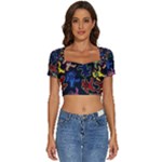 Bears Colors Dead Head Deadhead Grateful Dead Short Sleeve Square Neckline Crop Top 