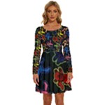 Bears Colors Dead Head Deadhead Grateful Dead Long Sleeve Wide Neck Velour Dress