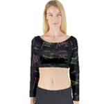 Chart Pattern Long Sleeve Crop Top