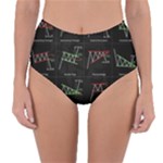 Chart Pattern Reversible High-Waist Bikini Bottoms