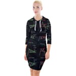 Chart Pattern Quarter Sleeve Hood Bodycon Dress