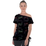 Chart Pattern Off Shoulder Tie-Up Tee