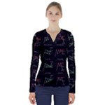 Chart Pattern V-Neck Long Sleeve Top