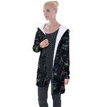 Chart Pattern Longline Hooded Cardigan