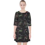 Chart Pattern Quarter Sleeve Pocket Dress