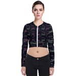 Chart Pattern Long Sleeve Zip Up Bomber Jacket