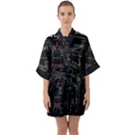 Chart Pattern Half Sleeve Satin Kimono 