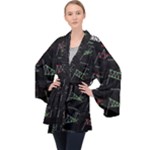 Chart Pattern Long Sleeve Velvet Kimono 