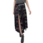 Chart Pattern Velour Split Maxi Skirt