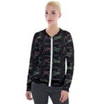 Chart Pattern Velvet Zip Up Jacket