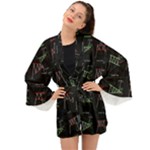 Chart Pattern Long Sleeve Kimono